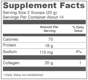 Collagen Peptides Supplement Fact Box